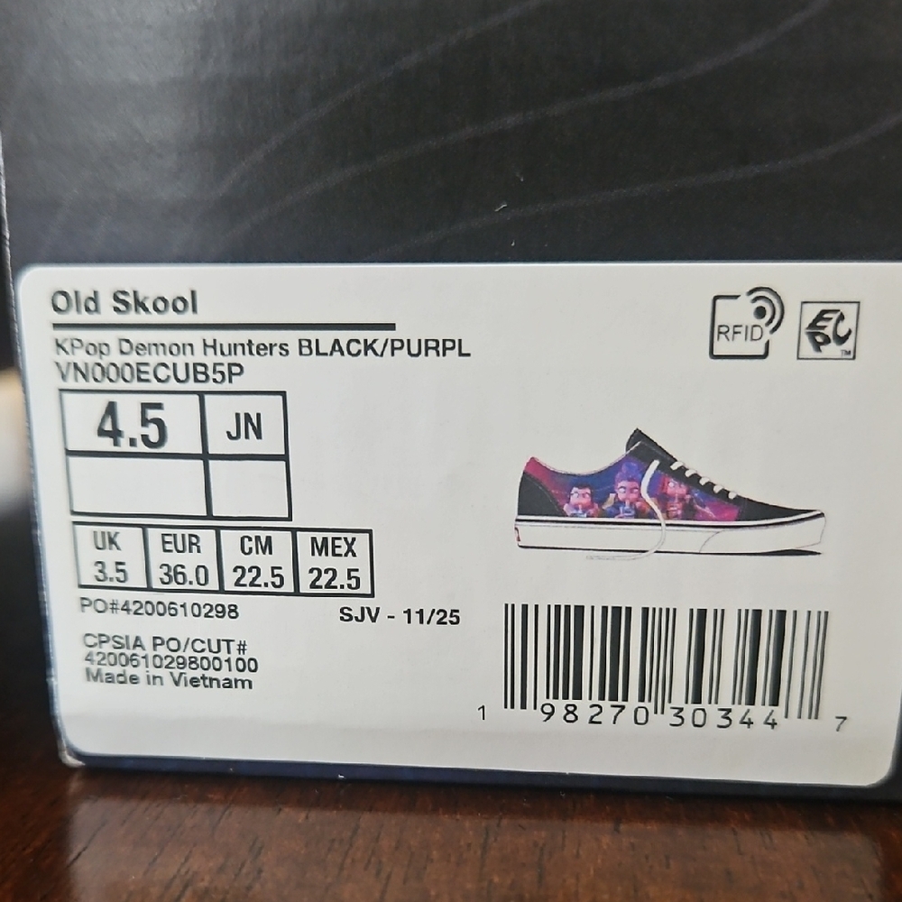 Vans Kids Black and White Sneakers with Colorful Character Design - Picture 2 of 7